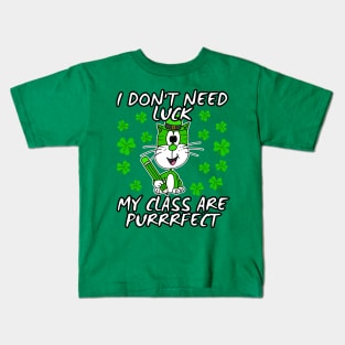 St. Patrick's Day Teacher Cat Kids T-Shirt